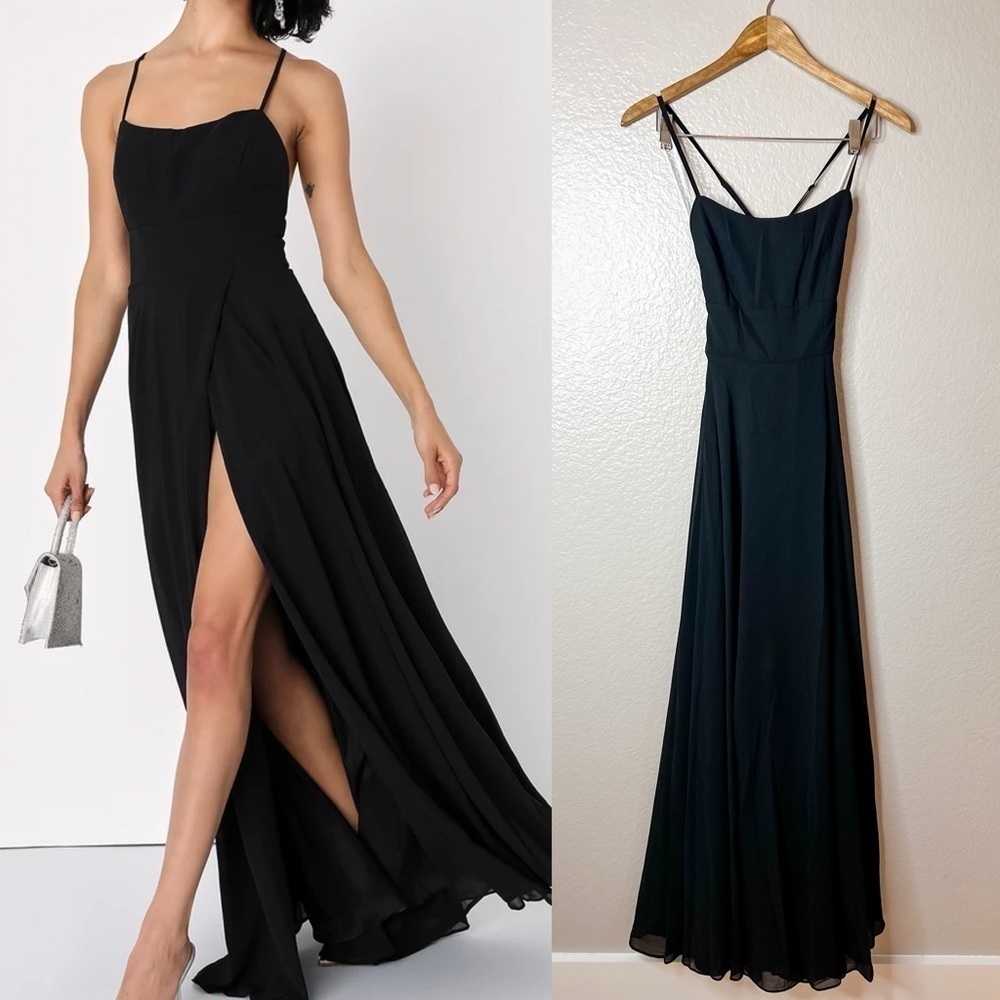 NWOT Dreamy Romance Black Backless Maxi Dress